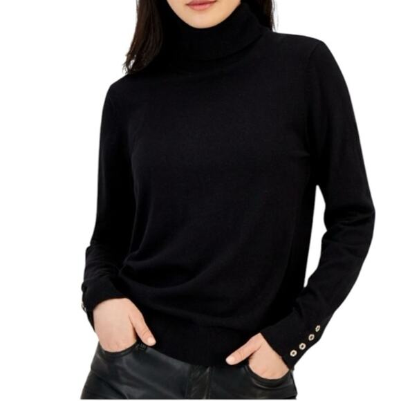 Tommy Hilfiger Stella Navy Blue Turtleneck Sweater XS Button Cuff Y2K - Picture 12 of 12